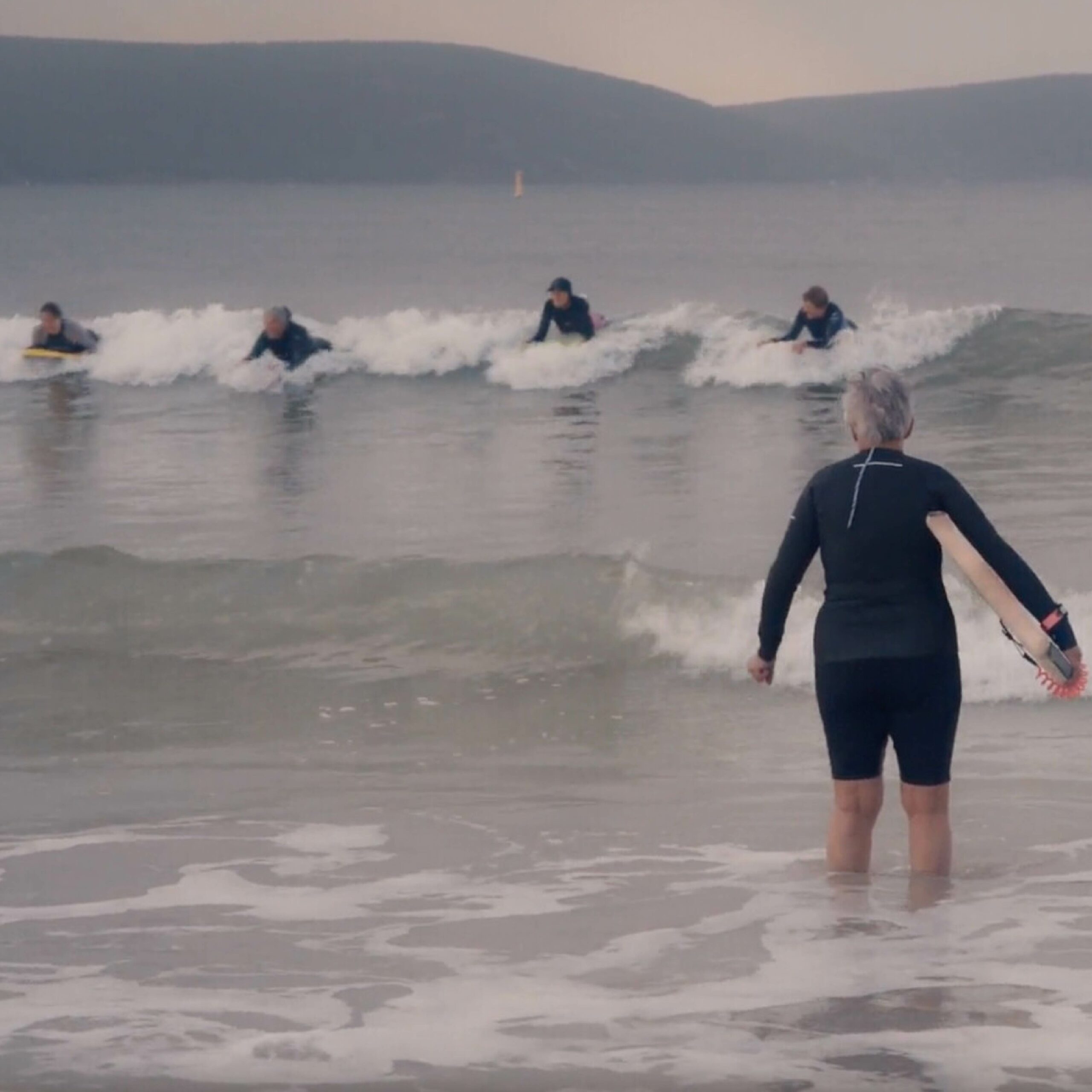 Square Image from 'The Granny Grommets' short doc about mature women surfers in Australia. CSFF 2024